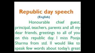 Republic day speech in English (2) by Smile Please World