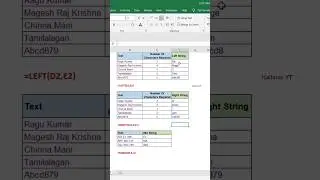 LEFT, RIGHT & MID Functions in Excel | #shorts | #kallanaiyt