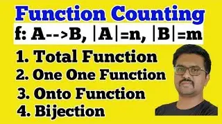 Counting of functions|total number of one one functions|total number of onto functions|surjection