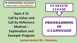 31 Call by Value and Call by Reference Method   Explanation and Example Program   C Programming Lang