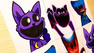 Drawing FNF VS Original Catnap, Huggy Wuggy Monster - Poppy Playtime Chapter 3