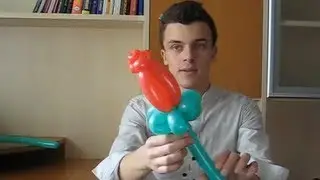 Цветок РОЗОЧКА из шариков. Как сделать розочку из шарика. flower rose balloon, Ramo DE ROSAS