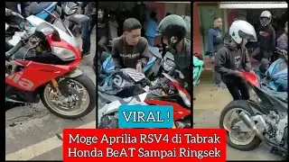 Viral Video Tabrakan Moge Aprilia RSV4 dengan Honda BeAT Hingga Bodi Ringsek