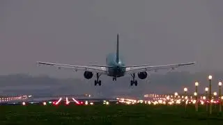 Plane Landing From Behind - Copyright Free Stock Footage Clip