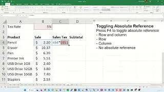 Absolute References with the F4 Key - Excel Tips and Tricks