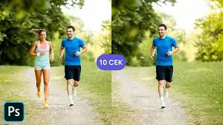Как убрать лишнего человека на фото в фотошопе за 10 секунд!