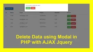 Delete Data using Bootstrap Modal in PHP with AJAX Jquery with Source Code