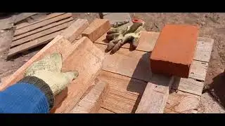 2 часть печи. Способ для резки кирпича под  углом.