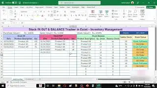 Inventory Control Template in Excel | Stock In Out Balance and Re Order