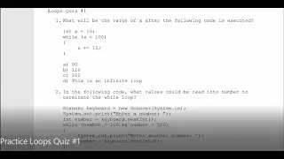 JAVA - Lesson #66 - Practice Loops Quiz #1