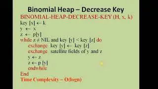 Binomial Heap Extract Minimum Key, Decrease Key and Delete Key Operations