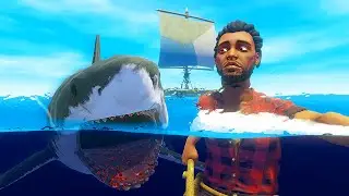 SHARK Tries to Eat Us on Our First Day - Raft Survival Gameplay