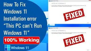 ✅ How To Fix Windows 11 Installation Error 