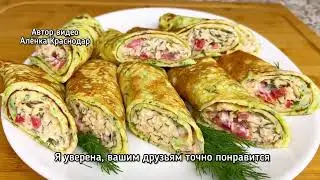 Рецепт Вкусных Кабачковых Блинчиков с Сырно-Томатной Начинкой
