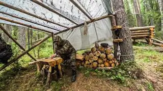 Строю хижину из гнилушек. С этой пилой я не пропаду! Что я поймал в реке!