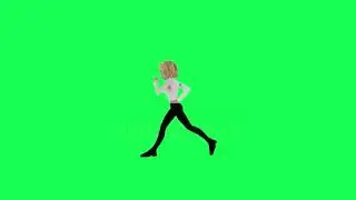 3d animated girl treadmill running right angle green background buy in telegram bio