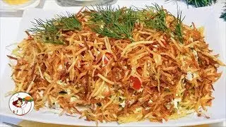 Салат «Муравейник» с колбасой и кукурузой - сытный и вкусный!