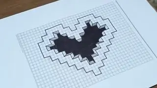 Easy 3D Drawings Optical Illusion Heart / How To Draw Amazing 3D Heart / 3d illusion on graph paper