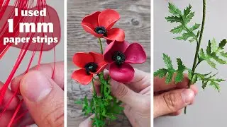 Quilling Poppy Flowers made out of 1mm paper strips!