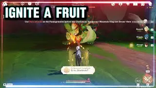 Ignite a fruit and have the Gluttonous Yumkasaur Mountain King swallow it | Genshin Impact