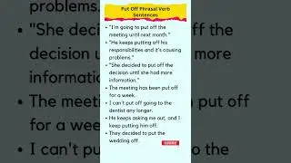 Put Off Phrasal Verb Sentence. 