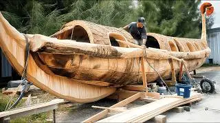 Man Turns Massive Tree into Amazing Boat | Start to Finish Build By 