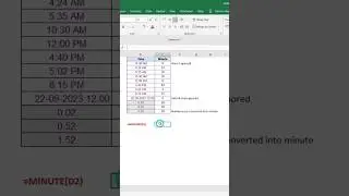 MINUTE Function in Excel | #shorts | #kallanaiyt