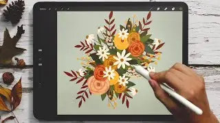 Flat Fall Bouquet in Procreate