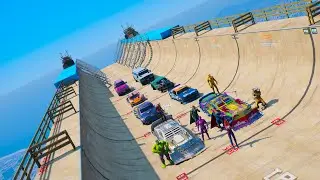 Challenge Superheroes Spiderman Rocket Raccoon and Super Ramp Sport CARS GTA V Mods !