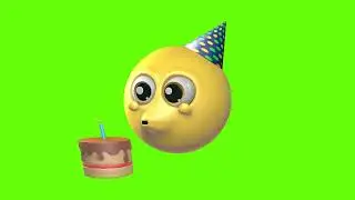 3D Birth Day Face Blowing Candle Emoji Loop Green Screen Animation | Royalty-Free  | face emoji