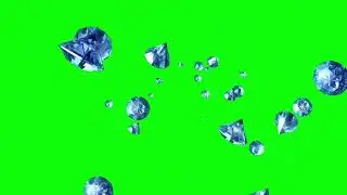 3D Diamonds Falling Down Into Space  - Gems Green Screen Pack