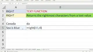 EXCEL: RIGHT TEXT Function in excel that Returns the rightmost characters from a text value