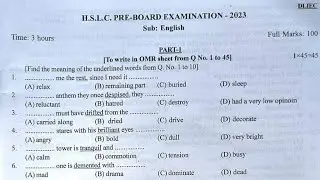 HSLC Pre Board Examination 2023-24|English question paper with answers|Udalguri District paper|10