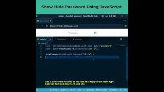 How to Create a Show Hide Password Toggle with JavaScript : #Shorts