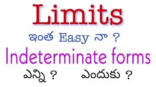 Limits in Telugu || Indeterminate Forms || Root Maths Academy