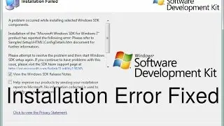 Problem occurred while installing Windows SDK components error fixed