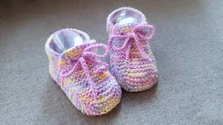 Очень простые и быстрые/Пинетки на двух спицах без шва / 6-9 мес