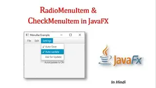 JavaFX Tutorial | RadioMenuItem & CheckMenuItem
