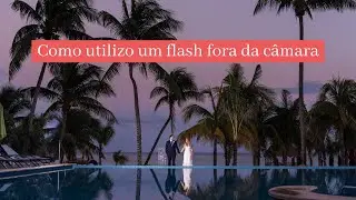 Como utilizo um flash fora da câmara