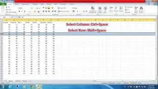 Keyboard Shortcut to Select Row and Column in Excel