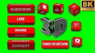 8K || 3D Animations || Subscribe, Like, Share, Comment & Notification Bell