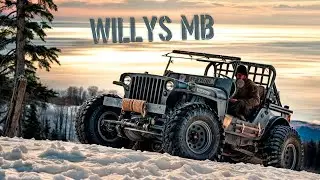 Снег в горах Абхазии. Цепи противоскольжения против внедорожных шин. Willys, Jeep CJ7, Rubicon