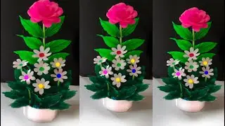 how to make beautiful flower bouquet paper craft / Home decoration flower bouquet - easy craft