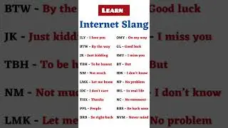 Internet Slangs That You Must Know | Texting Acronyms | Trendy english slang words #learnenglish