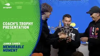 Jannik Sinner Hands Replica Trophy to his Coaches | 2024 US Open