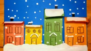 Как нарисовать зиму? Простая поделка Аппликация из бумаги зима / Нарисуй-ка!