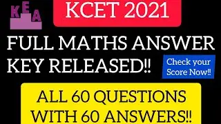 KCET 2021 COMPLETE MATHS ANSWER KEY | QUESTION WITH ANSWERS || KCET 2021 MATHS SOLUTIONS | KCET 2021