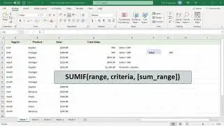 How to calculate sum of values based on a condition using SUMIF function in Excel - Office 365