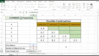 COMBIN Function in Excel 2013  - Calculate Combinations and Permutations - YouTube