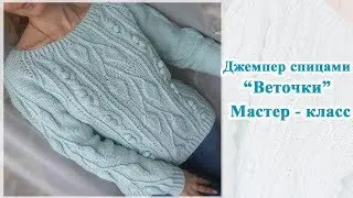 Джемпер спицами Веточки/Реглан сверху/ Росток/ Мастер класс.